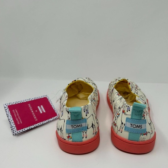 Toms Youth Girls Size 5 Alpargata Ivory Paper Source Floral Llamas Print - Picture 9 of 16